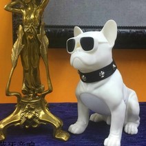 불독 블루투스 스피커 인테리어 선글라스불독 강아지블투, 화이트, 34cm