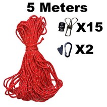 휴대용 캠핑 여행 빨랫줄 조절 하이킹 호텔 비 슬립 세탁 옷 야외 건조 라인 안티-슬립 로프, Red 5M, 10 Red 5M