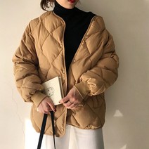 워니워니 76 심플 베이직 스냅버튼 깔깔이 퀼팅 점퍼