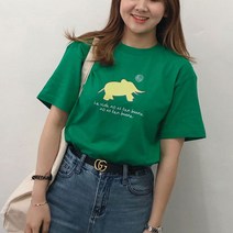 험블스튜디오 코끼리 프린팅 면 반팔티 반팔 티셔츠
