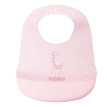 베일리 어린이집 실리콘 턱받이 유아 아기 이유식 초기, 핑크