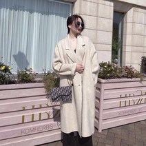울코트 하프 트렌치 오버핏 여성용 양면 캐시미어 하이 가을 및 겨울 라지 루즈한 중간 길이