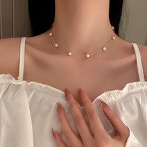 진주 신주 써지컬 포인트 데일리 기본 목걸이 초커 골드 셔츠 티셔츠 쇄골 라인 심플