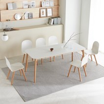 [모던하우스가구]마티 포세린 테이블 세트(화이트 6인)+마티벤딩체어(화이트6)