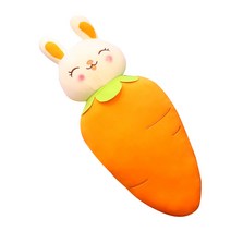 PKTOYS 당근 토끼 봉제 장난감 잠자는 베개 귀여운 흰 토끼 천 토끼인형 소녀 인형 침대, 당근 흰 토끼 (손없이 홍당무), 110cm