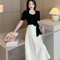 체리블라썸 블랙 앤 아이보리 하객룩 원피스 숏 롱 2버전