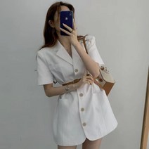 춘게엘 (FREE 44~55) 솔트반팔 오픈재킷 벨트 원피스 r123