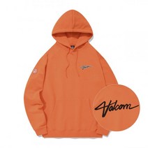 VOLCOM 캠퍼 캘리그라피 컴포트핏 후드티셔츠 오렌지