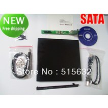 외장CD롬 광학 드라이브 케이스 usb 외부 sata cd dvd 콤보 인클로저 12 7 sata, 검은색