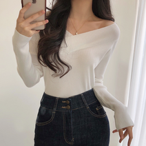 워너비몰 [무배/당일배송] 기획 랩 오프숄더 골지 니트 [6color]