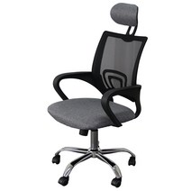 로엠가구 유로 공부 사무실 사무용 컴퓨터 메쉬 책상 의자, 유로(블랙프레임)-그레이(목받침있음)