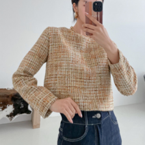 트위드 지퍼블라우스 여성겨울블라우스 하객 결혼식 연말블라우스 출근룩
