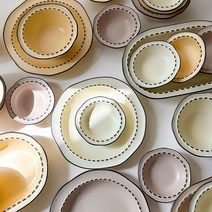 어글리 도트 도자기 식기 그릇 접시 세트 집들이 선물 혼수 신혼그릇 홈세트 3color, 10종세트 (옐로우)