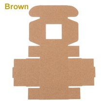 크래프트 종이 상자 브라운/블랙/화이트 골판지 수제 투명 PVC 창 비누 공예 결혼식 사탕 10 개, 01 Brown_03 75x75x30mm