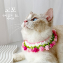 코포강아지 고양이 튤립퐁퐁 니트목걸이 목도리케이프, 주황이