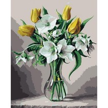 HANDONG 꽃 유화 DIY 해바라기 손으로 그리기 명화 인테리어 예술품, 40x50cm, FO133
