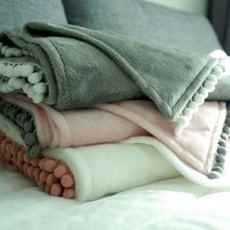 [천삼백케이] [데코코] 극세사 폼폼 블랭킷 L