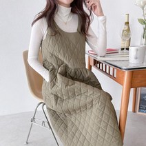 여자 패딩치마 누빔조끼 민소매 루즈핏 겨울 롱원피스