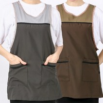 앞치마와가운 앞치마 방수 원피스형 시장 식당 주머니 미용, 초코X그레이S