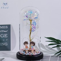 미녀와야수 유리돔 장미 로즈 무드등 한송이 인테리어 램프 선물, K