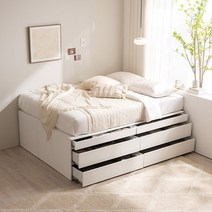 스칸디아 플레인 6단 서랍 벙커 빅수납 슈퍼싱글/퀸 침대프레임/착불배송, 01. 슈퍼싱글, 화이트