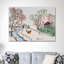 나봄갤러리 그랜마 모지스 덮힌 다리 풍경화 일러스트 명화, 5.캔버스 액자