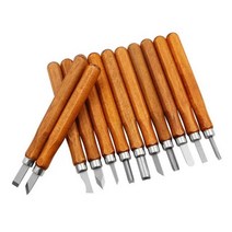목공칼 우드 카빙 키트 조각도 조각칼 나무 조각 끌 도구 목공 조각용 올리브 칼 수제 12 개/세트, 1Set