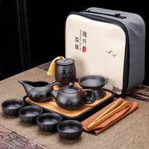 레트로 쿨 퍼플 샌드 세라믹 주전자 세트 여행용 콩 푸 티 키트 도자기 포트 인퓨저 9 개, 9pcs Set J