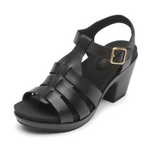 Rockport 여성용 Vivianne 우븐 힐 샌들 블랙 가죽177047