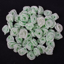 미니조화 100 cm 믹스 컬러 새틴 플라워 헤드 로제트 걸스 부티크 미니 헤어 보우 헤드웨어 DIY 의류 공예 B0106 50 개/1.5 개, 04 Green 50pcs