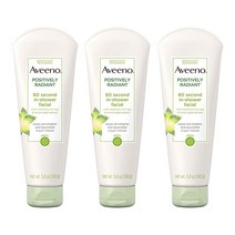 아비노 Aveeno Positively Radiant 60초 인샤워 페이셜 클렌저 수분이 풍부한 콩 함유 브라이트닝 마스크 레몬 필 추출물 글리콜산 카올린 클레이 141.7g(5온