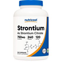 Nutricost 뉴트리코스트 Strontium 120캡슐 750mg 스트론튬, 240 Capsules