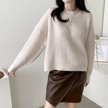 코지 여자 남심저격 꾸안꾸 라운드넥 스판 페미닌 니트