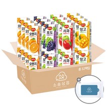 [소솜상점] 델몬트 드링크 190ml 혼합 32팩 (오렌지 포도 사과 망고 각 8팩씩)   소솜물티슈증정, 1세트