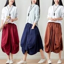 린넨 치마바지 레이스 와이츠팬츠 여름바지 복고풍