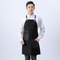 방수 앞치마 공방 고급 가죽 포켓 이발사 꽃 아티스트 주방 남녀 내구성 작업복 커피 숍 사용자 정의 로고 네일 요리사, black
