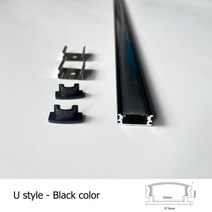실버 블랙 2-35 개 묶음 LED 알루미늄 프로파일 0 5 m pcs U V W 모양 5050 2835 3528 스트립 바 채널 화이트 커버, 01-Black U, 02-12Pcs