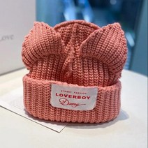 팬싸템 귀 달이 모자 토끼 loverboy 고양이 니트 더블 레이어 따뜻한 돼지 모직