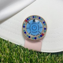 금장수평계볼마커 필드용품 선물 자석클립 포함 퍼팅라이, 큐빅블루 + 자석클립