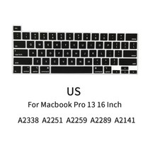 키보드 커버 덮개 키스킨 2021 노트북 macbook pro 13 16 인치 a2338 a2251 a2289 a2259 a2141 eu us 영어 실리콘 스킨, 미국 흑인