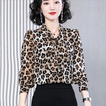 중국MLY 여성호피무늬 블라우스 긴팔셔츠 정장셔츠 아이템코디셔츠