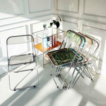 플리아 투명의자 카페의자 플라스틱 접이식 아크릴 디자인의자, 그레이