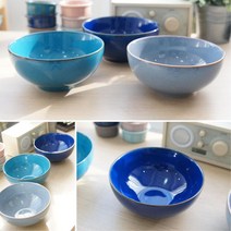 국산 도자기 면기 대접 면국수 그릇 찬기 냉면 식기, 연블루