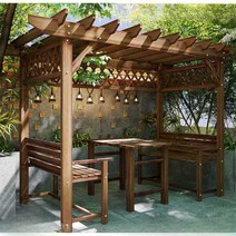 원목 파고라 정자 조립식 원두막 야외 정원 테라스, 길이 3m x 폭 2m (의자2+테이블)