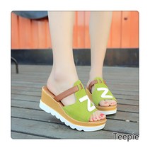티피/Teepie 뉴 통굽 웨지힐 샌들 여성 여름 슬립온 패션 여성 슬리퍼