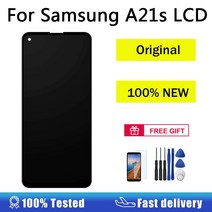[해외]Samsung A21s LCD 화면 디스플레이 디지타이저 교체 용 AUMOOK 원래 디스플레이 삼성 A217 용 프레임 LCD 터치 디스플레이 포함 액정 자가 수리, 블랙 프레임