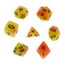7pcs / 세트 빛나는 polyhedral 양면 주사위 D4 D6 D8 D10 D12 D20 Dungeons & Dragon D & D RPG Poly Game 용 세트, 주황색
