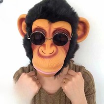 동물 마스크 얼굴 물고기 호랑이 말 머리 고릴라 가면, 초록 물고기 가면 초록 머리 두건