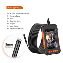 열감지 온수 누수 탐지기 발열체크 p40 8mm 싱글 듀얼 렌즈 산업용 내시경 4.3, 2m, 4.3 8mm 단일 렌즈