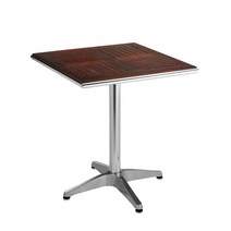 스마트퍼니처 세련된 다용도의 천연원목 소재 상판 알루미늄 프레임 펜션 테라스 카페 호프 가정용 가능 사각테이블 야외테이블, 700×700사각/커피색